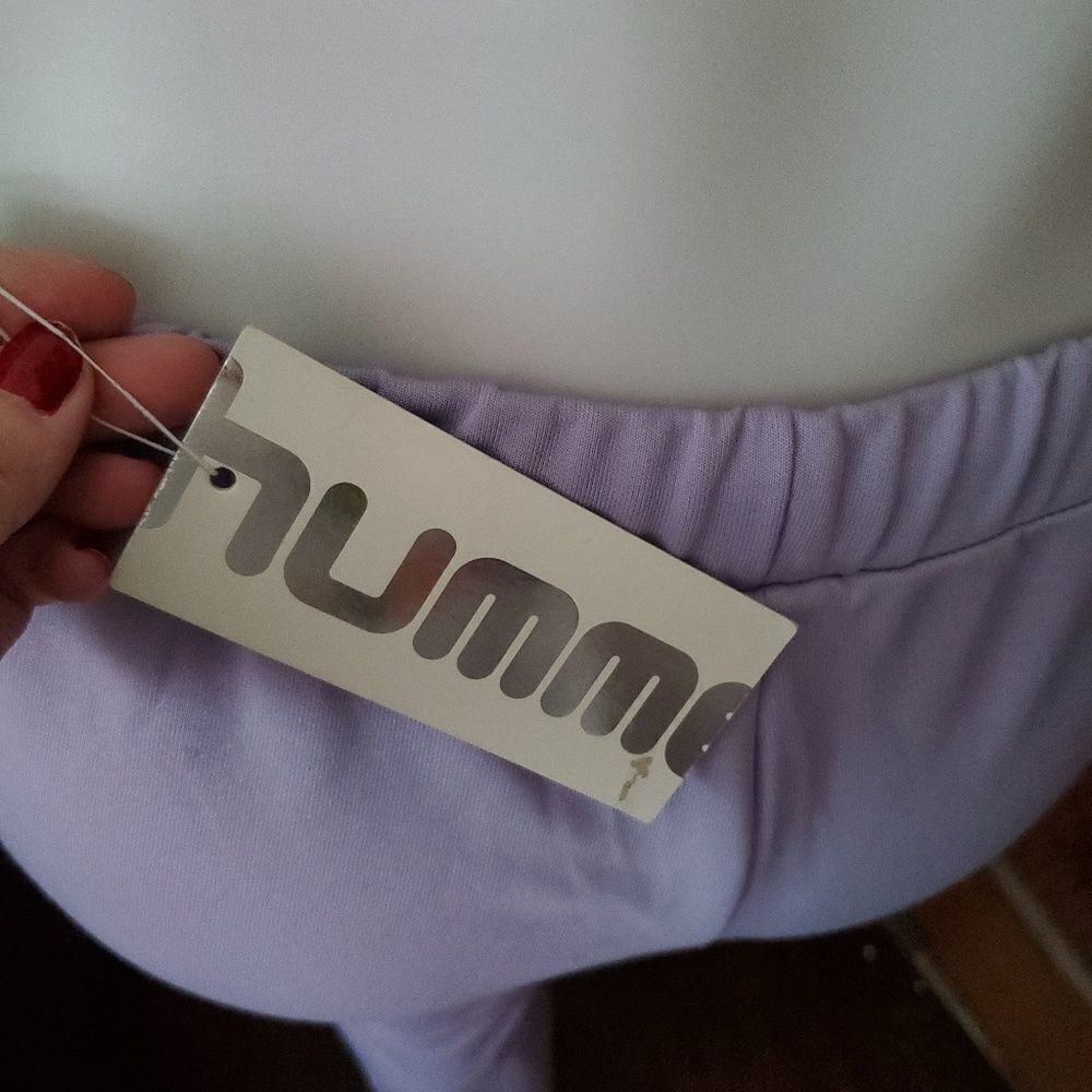 NEW Y2K HUMMEL pants Annika pastel purple‎ chevron drawstring track S - Picture 4 of 6